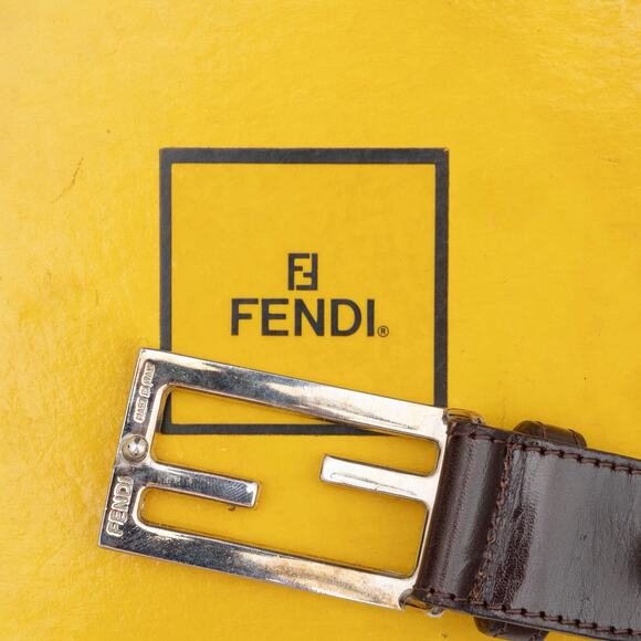 VTG FENDI Zucca FF Monogram Logo Buckle Brown Canvas Leather Belt Size 40/100 main image 5